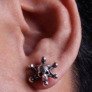 2 Abnormal Sides Single Joker Skull Pierce Earring